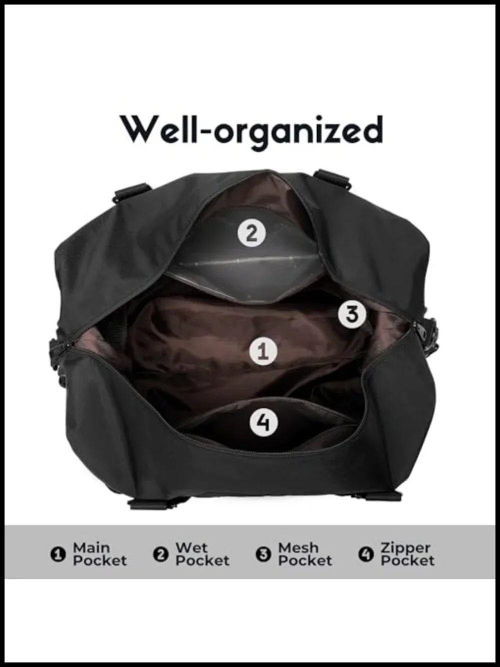 40L Weekender Duffel Bag with Shoe Compartment, Nylon Travel Bag
